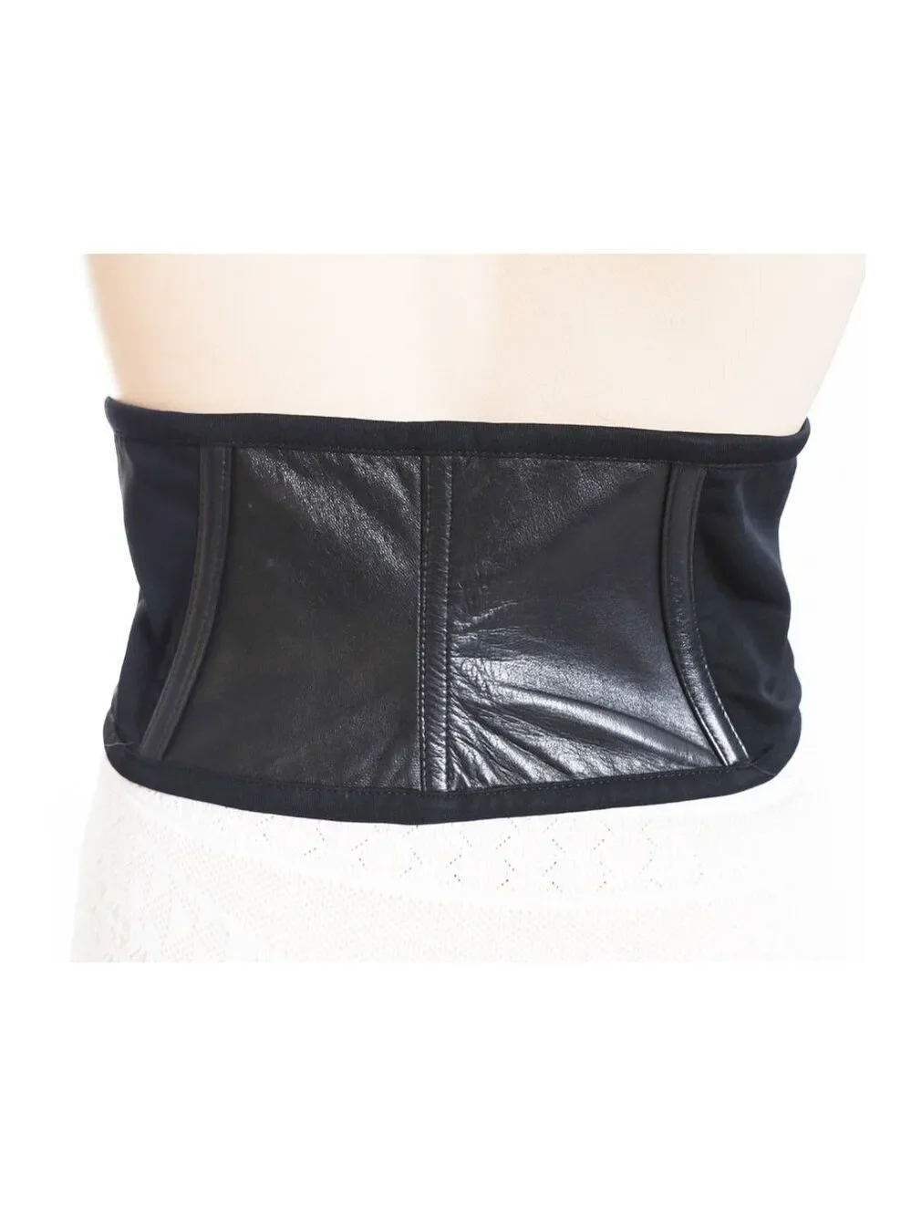 GIANNI VERSACE Vintage Black‎ High Waist Wide Leather Belt